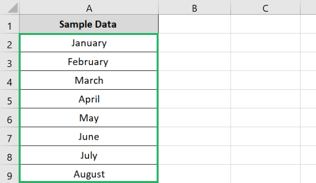 The values appear in selected cells in the Excel spreadsheet 