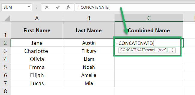  The CONCATENATE function