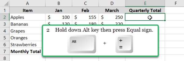How to Use AutoSum in Excel: Button and Shortcut