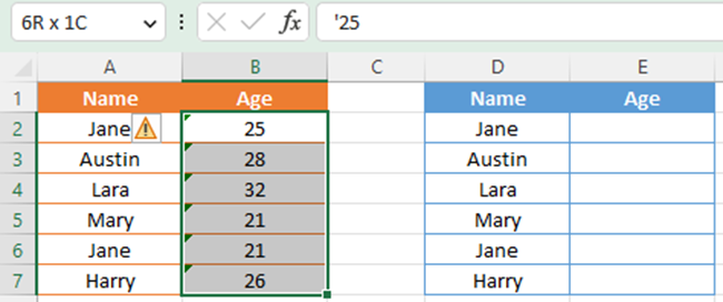 Select data range - Remove apostrophes