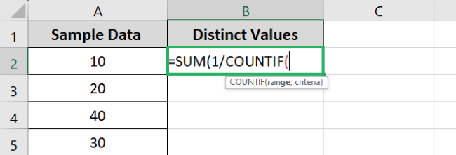 Enter the COUNTIF Function 