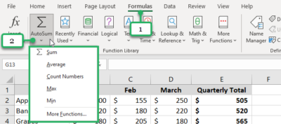 How to Use AutoSum in Excel: Button and Shortcut