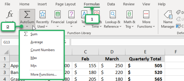 How to Use AutoSum in Excel: Button and Shortcut