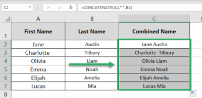 How to Combine First and Last Name in Excel