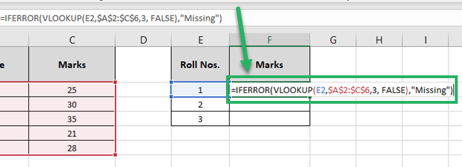 Nested in the IFERROR function