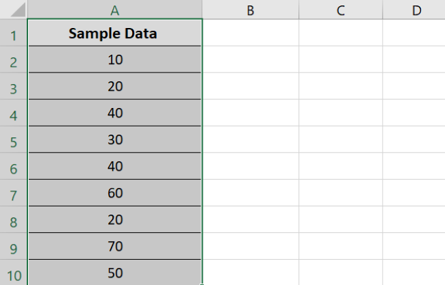 Select the sample data 