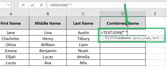 The delimiter between two columns 