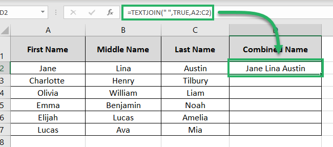 Seperate columns of names combined