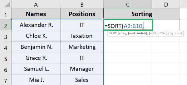 Enter range containing cell values 