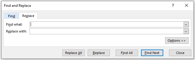 FInd & Replace dialog box