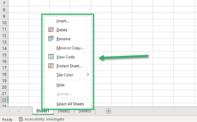 double click to launch sheet options