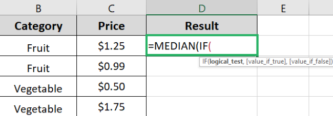 Use the following formula of formula median 