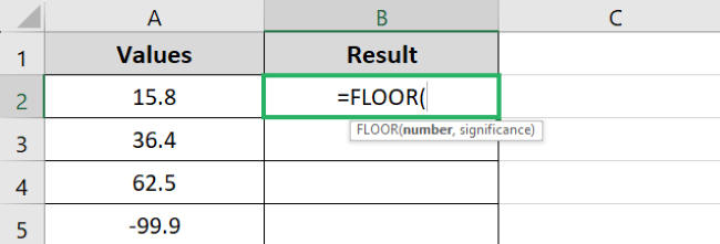 Microsoft Excel floor function 