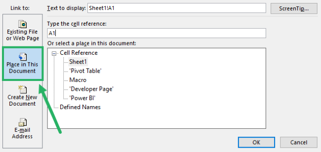 Place in this document - Microsoft visual basic 