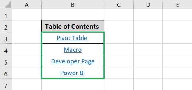 Links appear in the sheet for Excel users