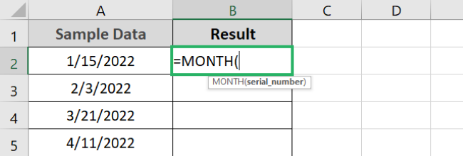 07 month serial number Enter the month function as above formula