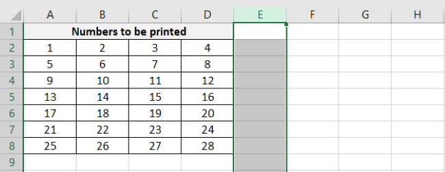 First column of page layout window / hidden columns