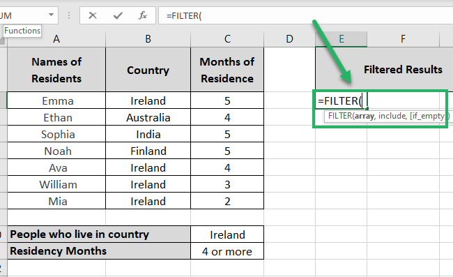 Writing the FILTER function