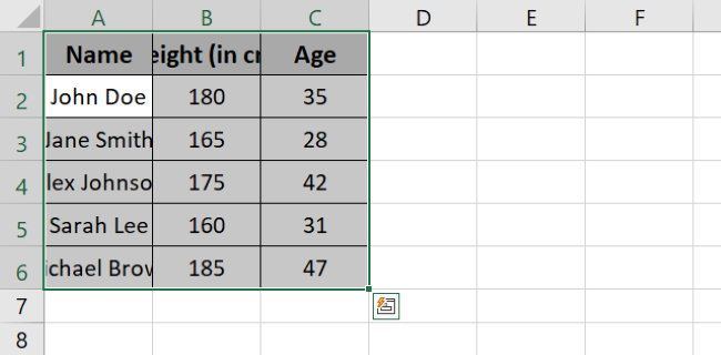 Select column widths 