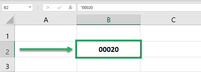 apostrophe and zeros in formula bar