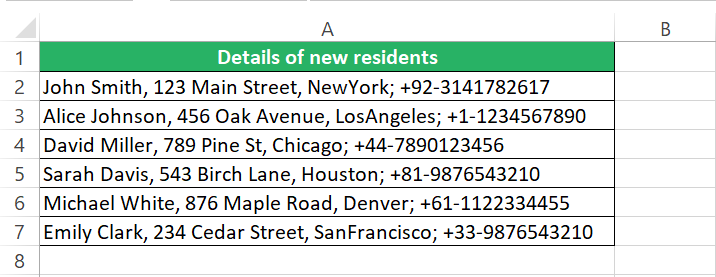 Details of new residents