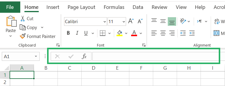 1 Formula bar Excel cell