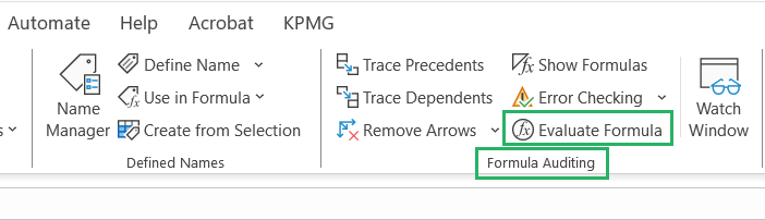 Evaluate formula feature on the formulas tab