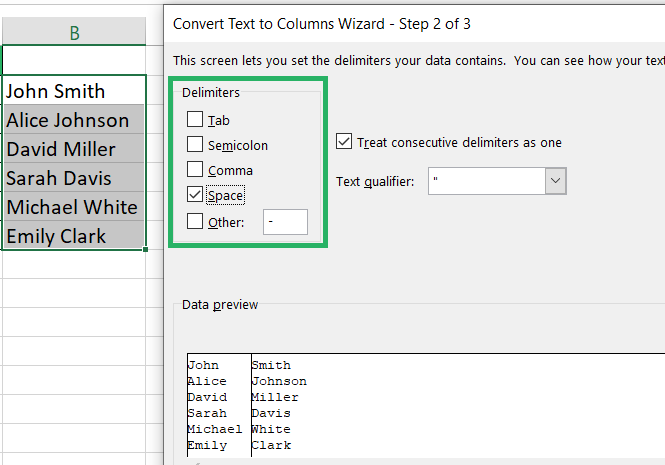 Selecting the Delimiter