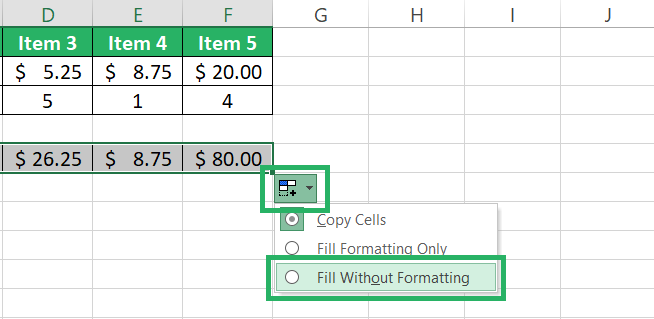 Auto-fill handle options