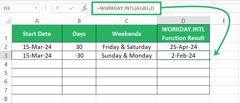 WORKDAY.INTL function for -30 days