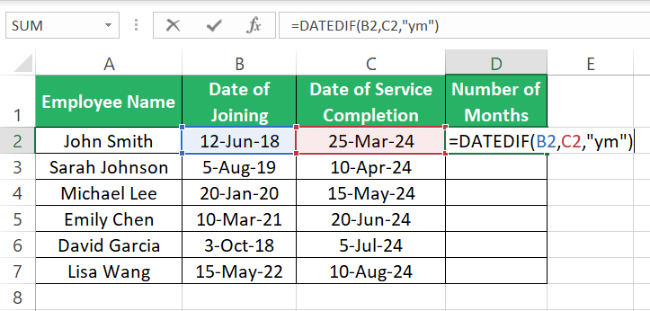 The DATEDIF function