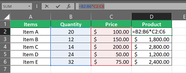 Deleting the formula in the formula bar
