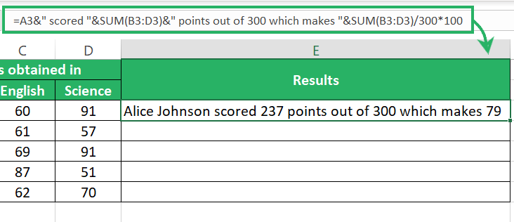 screenshot of single formula syntax results