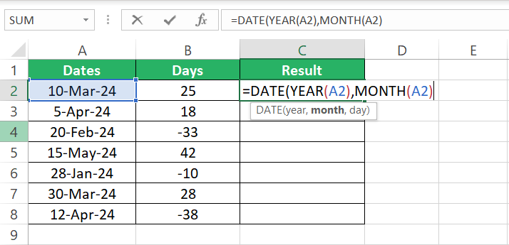 ctrl MONTH function nested