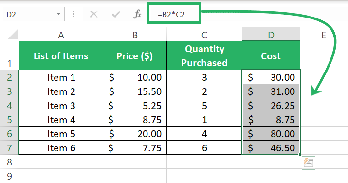 Drag down the copy formula