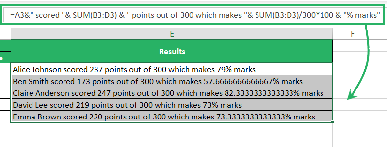 Whole list excel functions