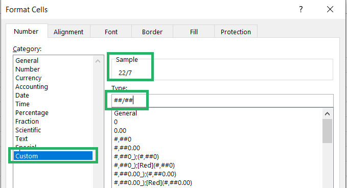 Custom decimal fraction