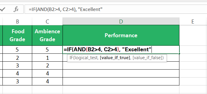 Writing the IF AND function