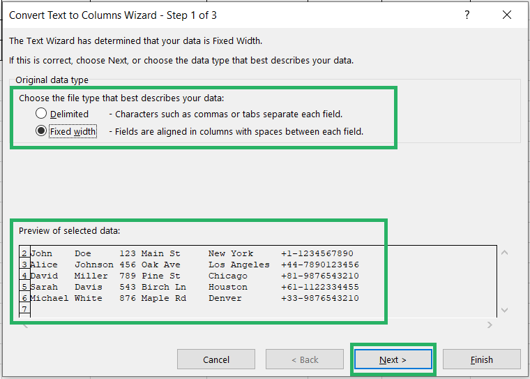 Split column on width