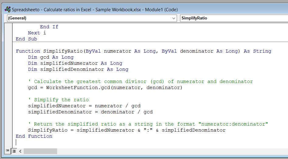 Copy/paste the VBA code