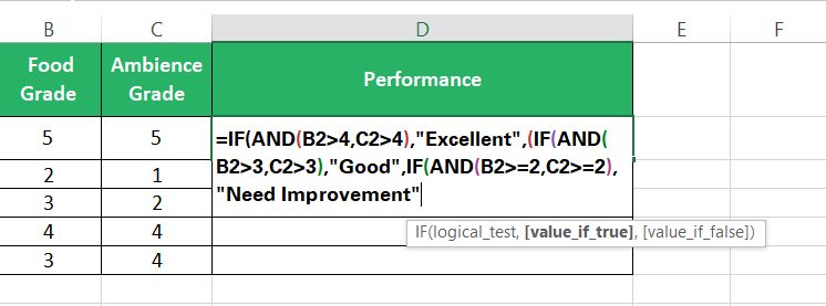 Screenshot of Nested formula