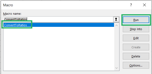 Running the macro shortcuts