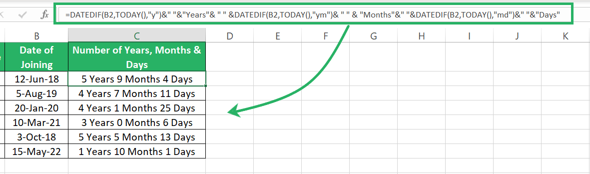 DATEDIF function for Today