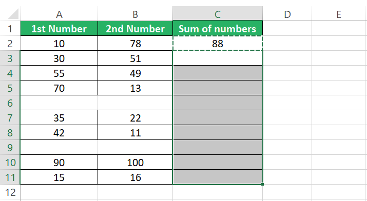 Selecting a range of cells