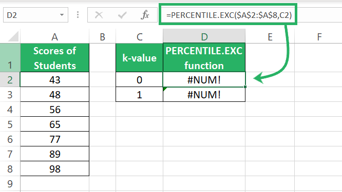 k-th percentile value 0 and 1