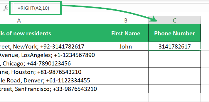 MID and RIGHT function to extract text strings