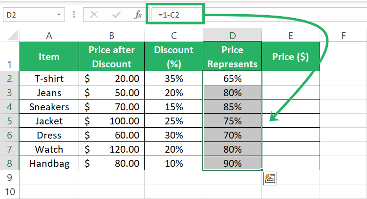 Excel formulas for discount 