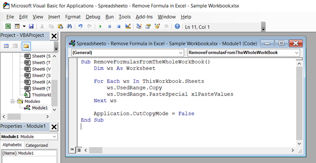 Copy/paste the VBA code
