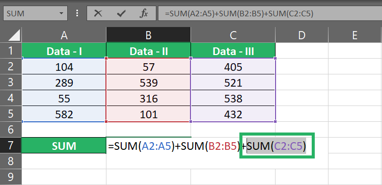Selecting a part of the formula