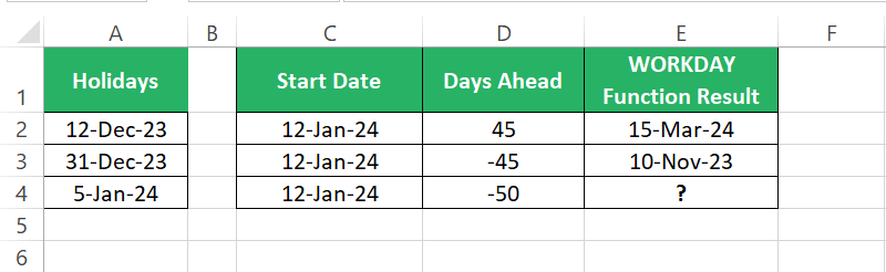 Writing WORKDAY for 45 days past date